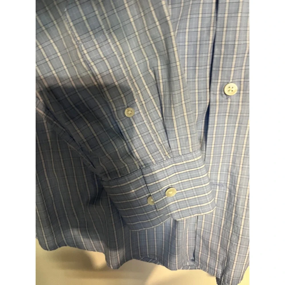 Banana Republic Mens Blue White Plaid Button Down Shirt Size M 15-15.5 Medium